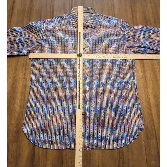 Luchiano Visconti Men’s L Slim Fit Dress Shirt Colorful Stripe Flip Cuff - Picture 12 of 13